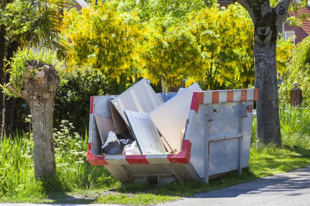 Dumpster with renovation waste